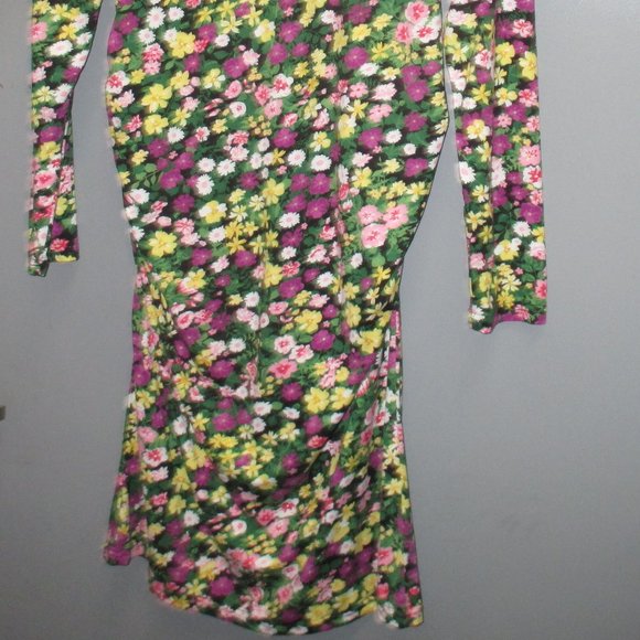 MamaLicious Women's Dress Size L Crew Neck Long Sleeve Multi Color Flower Print - Picture 8 of 9